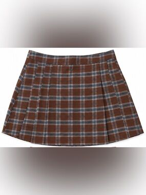 Uncharted Threads Brown Plaid A-Line Mini Skirt Size M NWT
